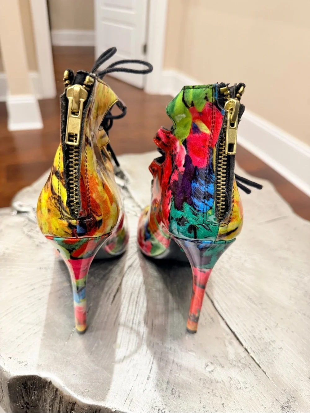 Steve Madden Multicolor Paint-Splash Lace-Up High Heels